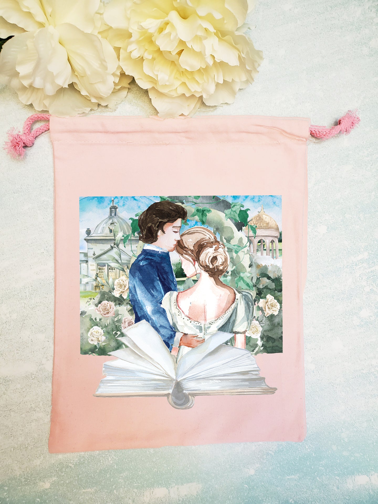 Pride and Prejudice Drawstring bag - Pemberley - Jane Austen pouch - gift bag