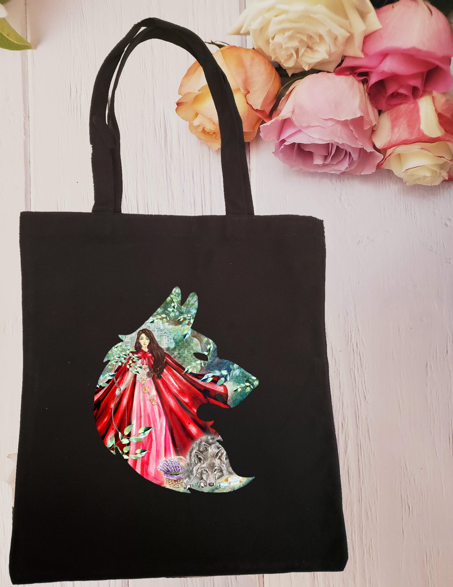 Fairytale Tote Bag - Beauty and the Beast/Red Riding Hood Bag