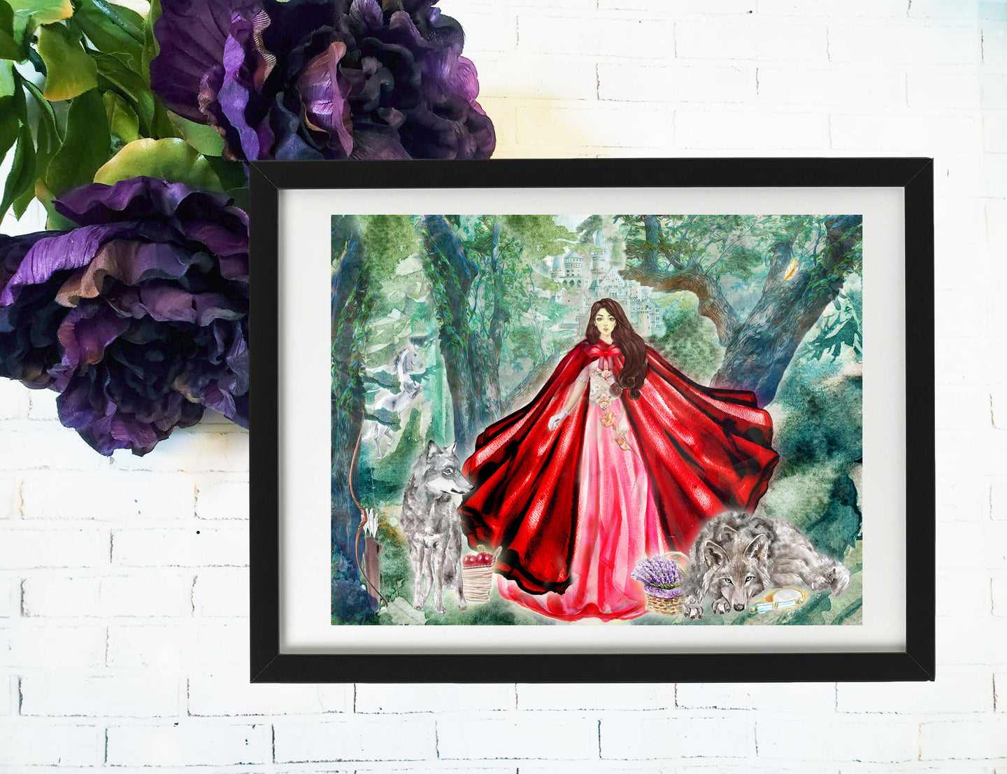 Fairytale Mashup - Beauty and the Beast, Red Riding Hood - 5x7 Art Print